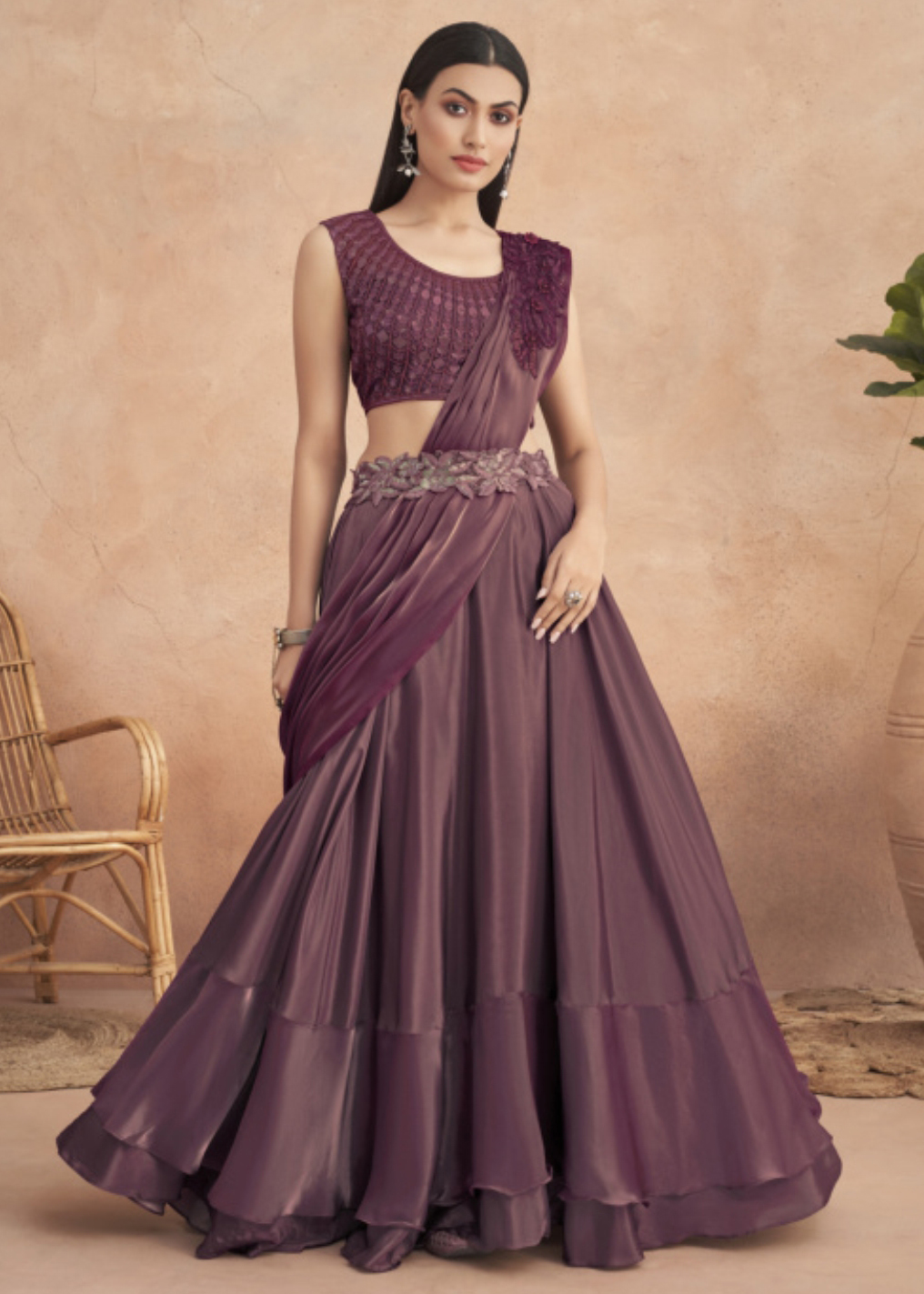 Exquisite Fancy Fabric Ready To Wear Lehenga Style Saree