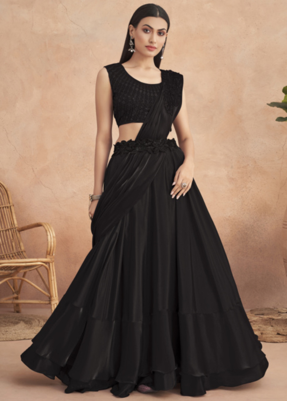 Exquisite Fancy Fabric Ready To Wear Lehenga Style Saree