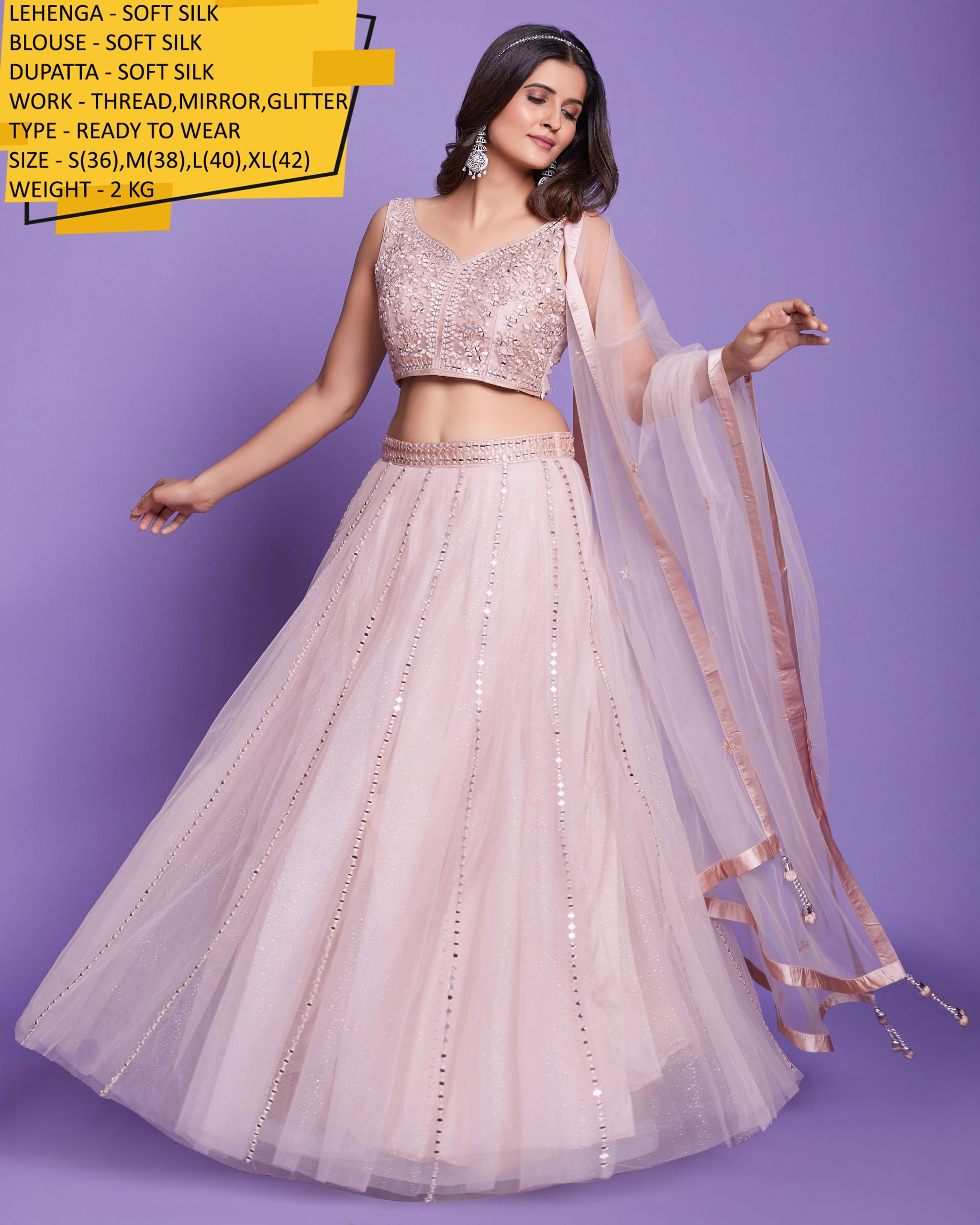 Effortless Elegance: Embrace Ready-to-Wear Soft Silk Lehenga Choli with Dupatta for Your Special Occasions