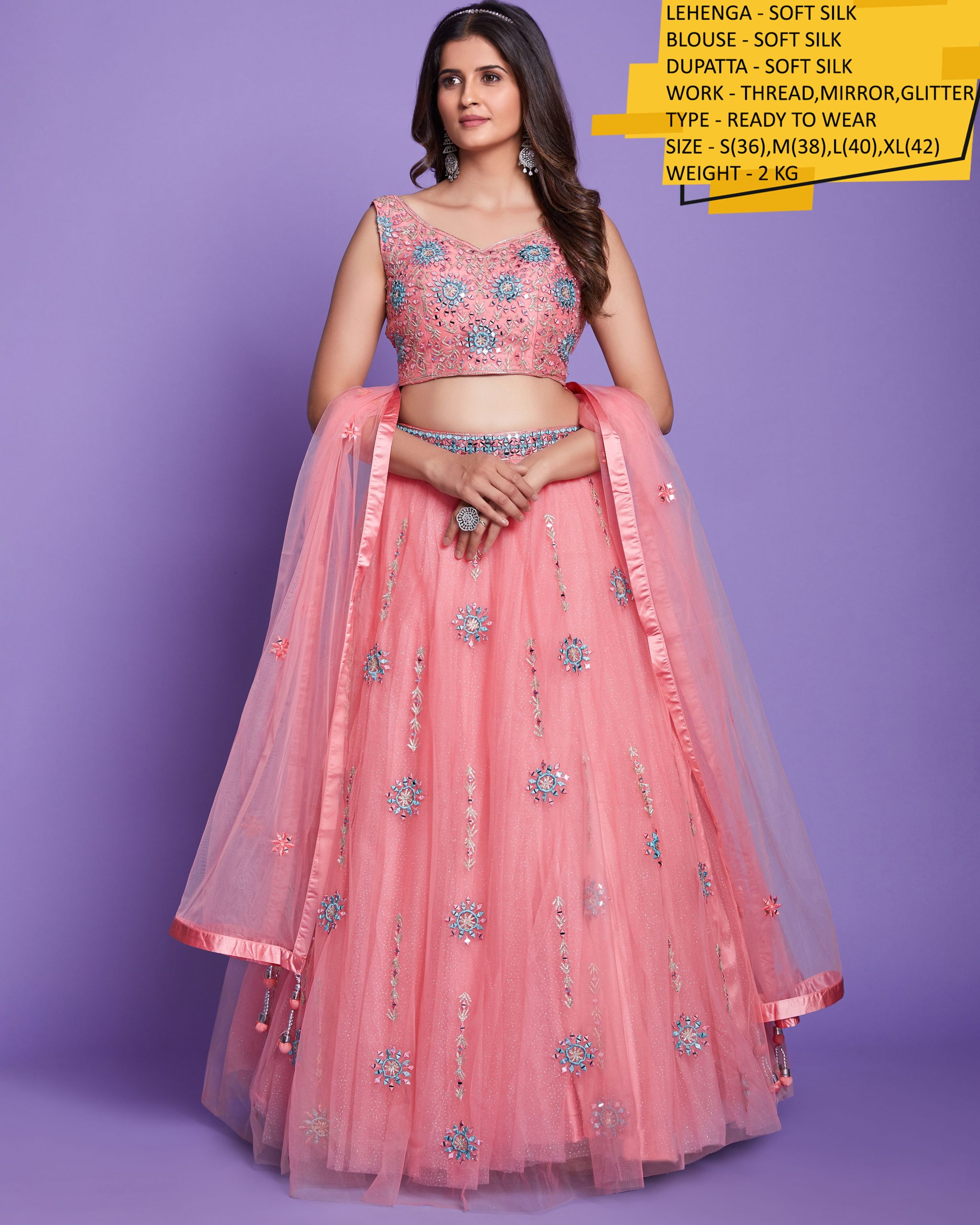 Effortless Elegance: Embrace Ready-to-Wear Soft Silk Lehenga Choli with Dupatta for Your Special Occasions