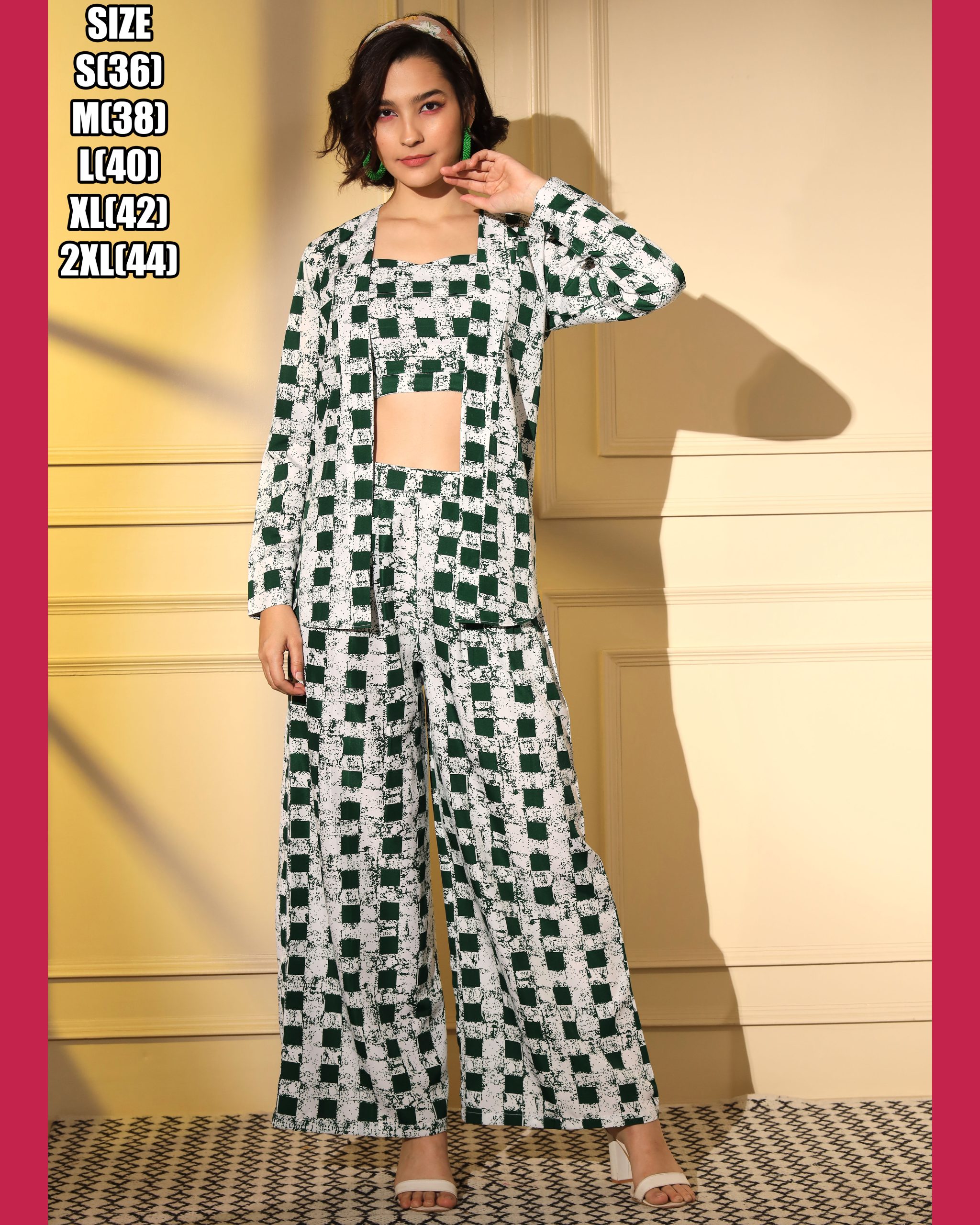 Unleash Your Style With Our Exquisite Platinum Crepe Printed Designer Cord Set Top & Bottom - Full Stitched For Effortless Elegance