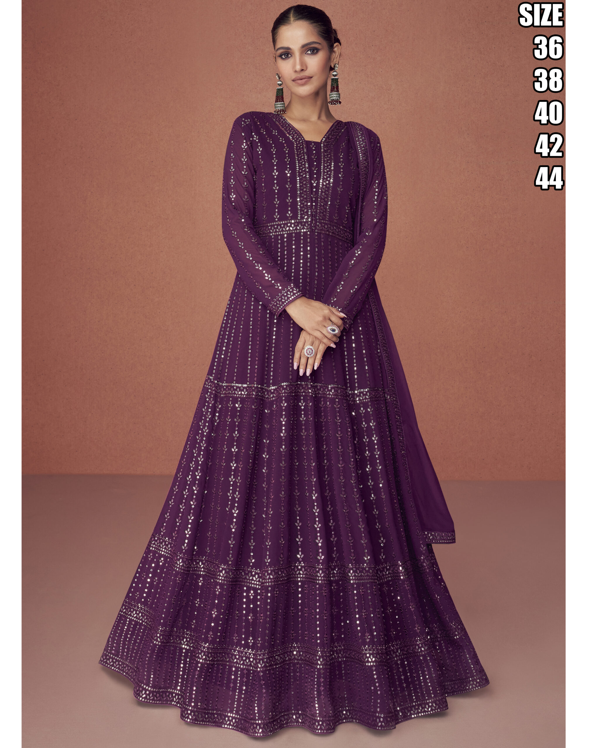 Real Georgette Heavy Embroidery Full Flair Anarkali Gown