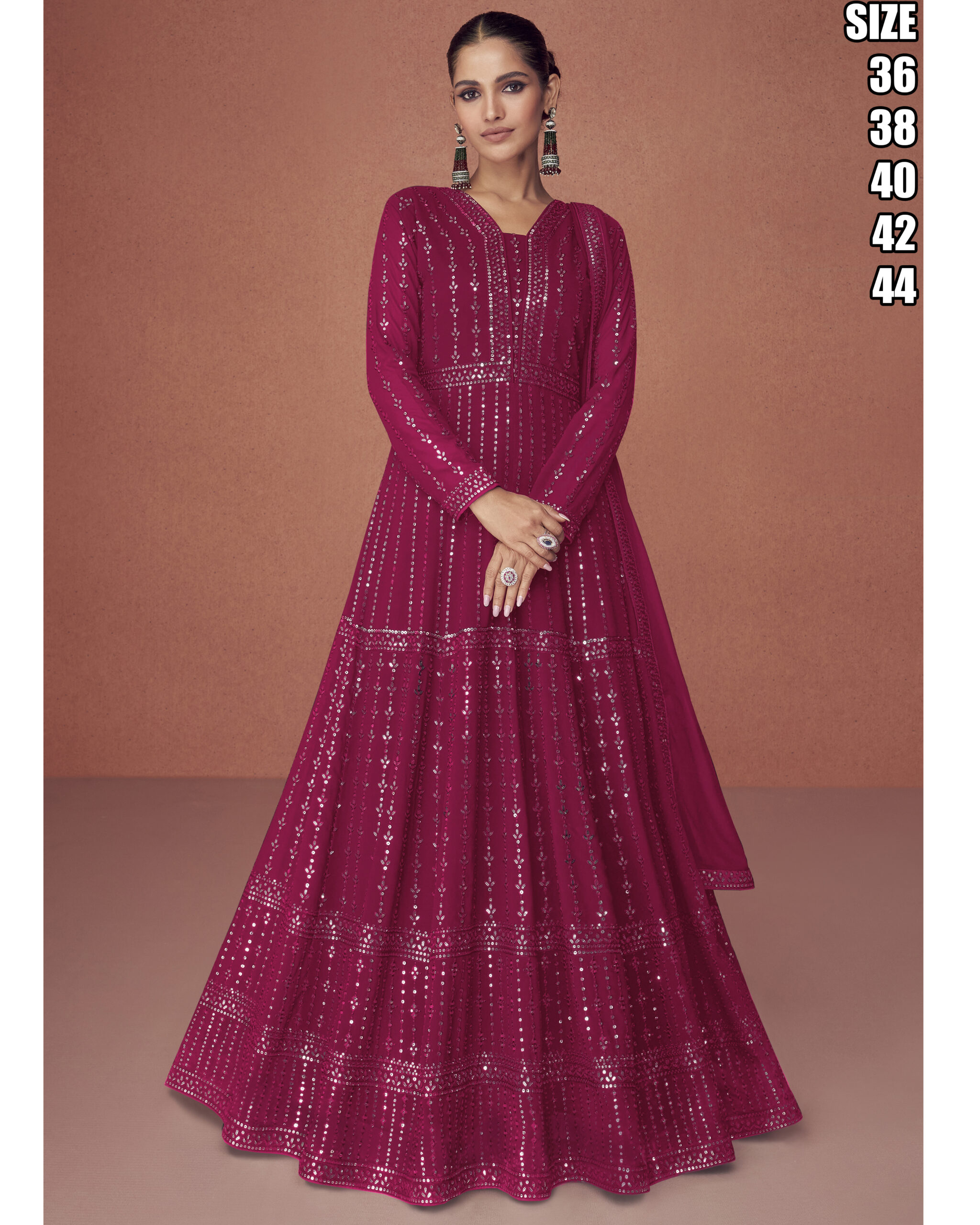 Real Georgette Heavy Embroidery Full Flair Anarkali Gown