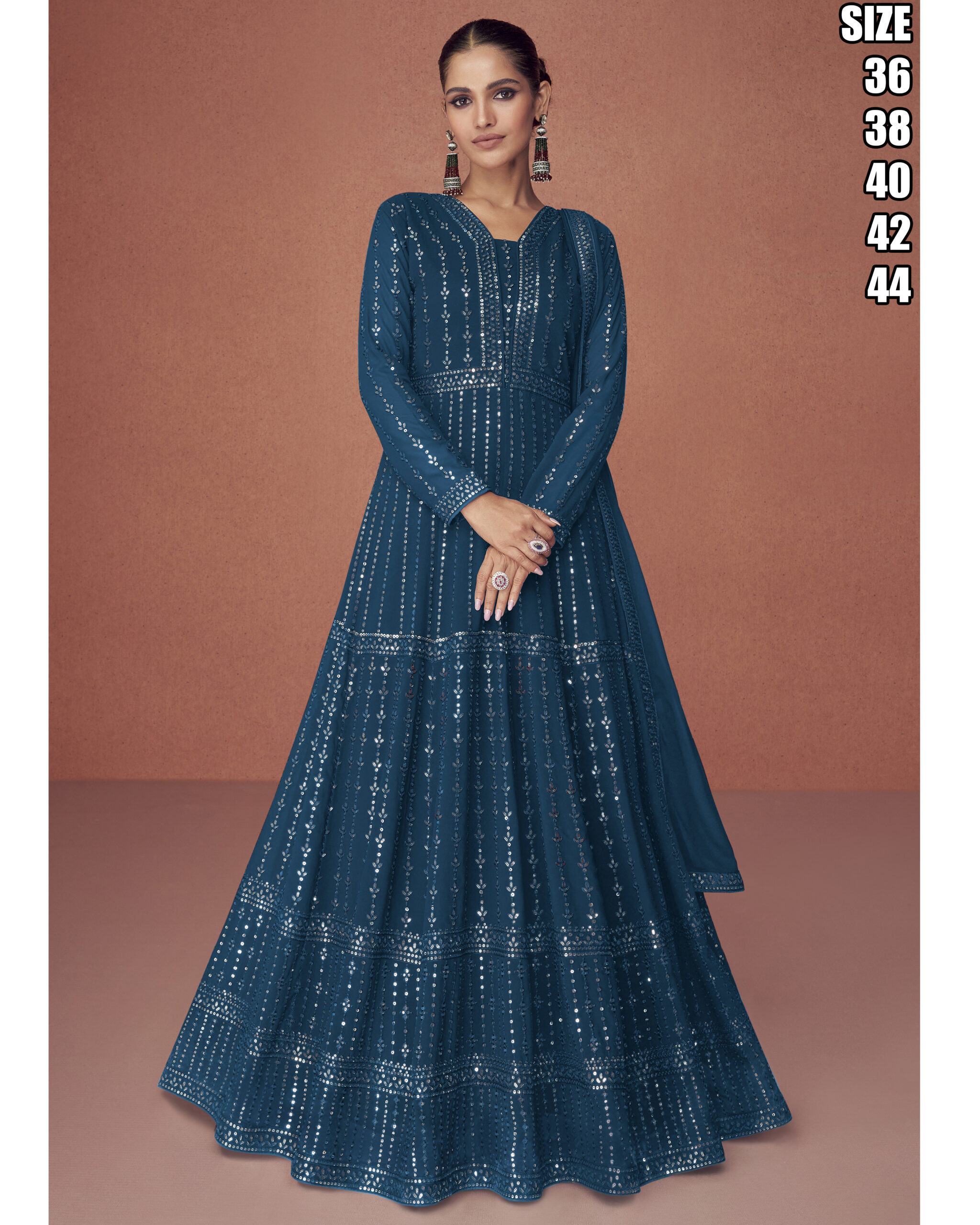 Real Georgette Heavy Embroidery Full Flair Anarkali Gown