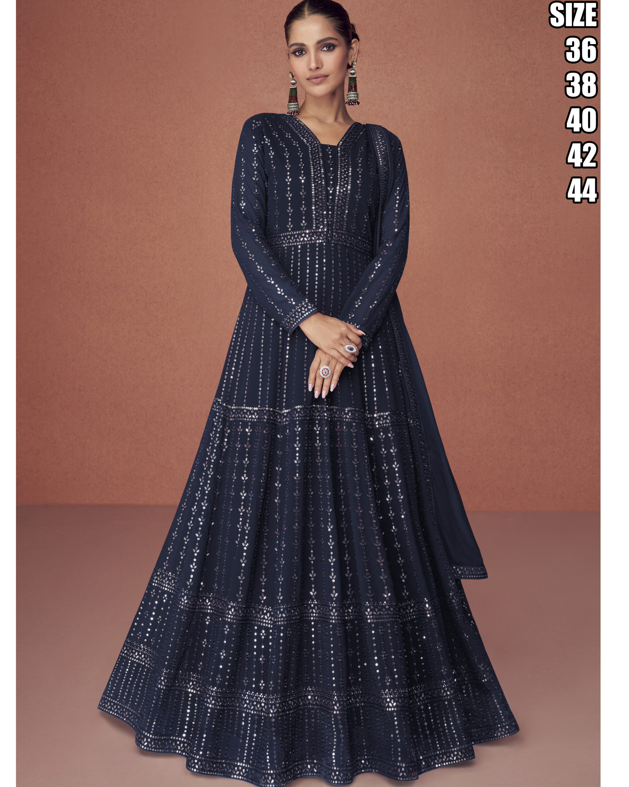 Real Georgette Heavy Embroidery Full Flair Anarkali Gown