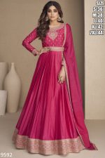 Chinon Silk Readymade Gown with Dupatta Embrace Timeless Glamour