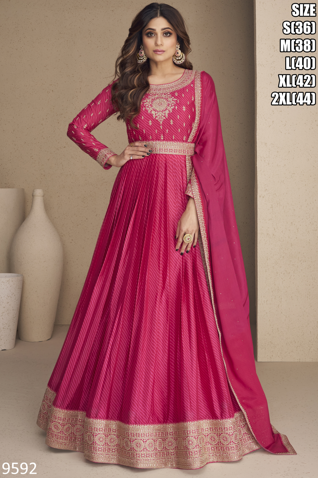 Chinon Silk Readymade Gown with Dupatta Embrace Timeless Glamour