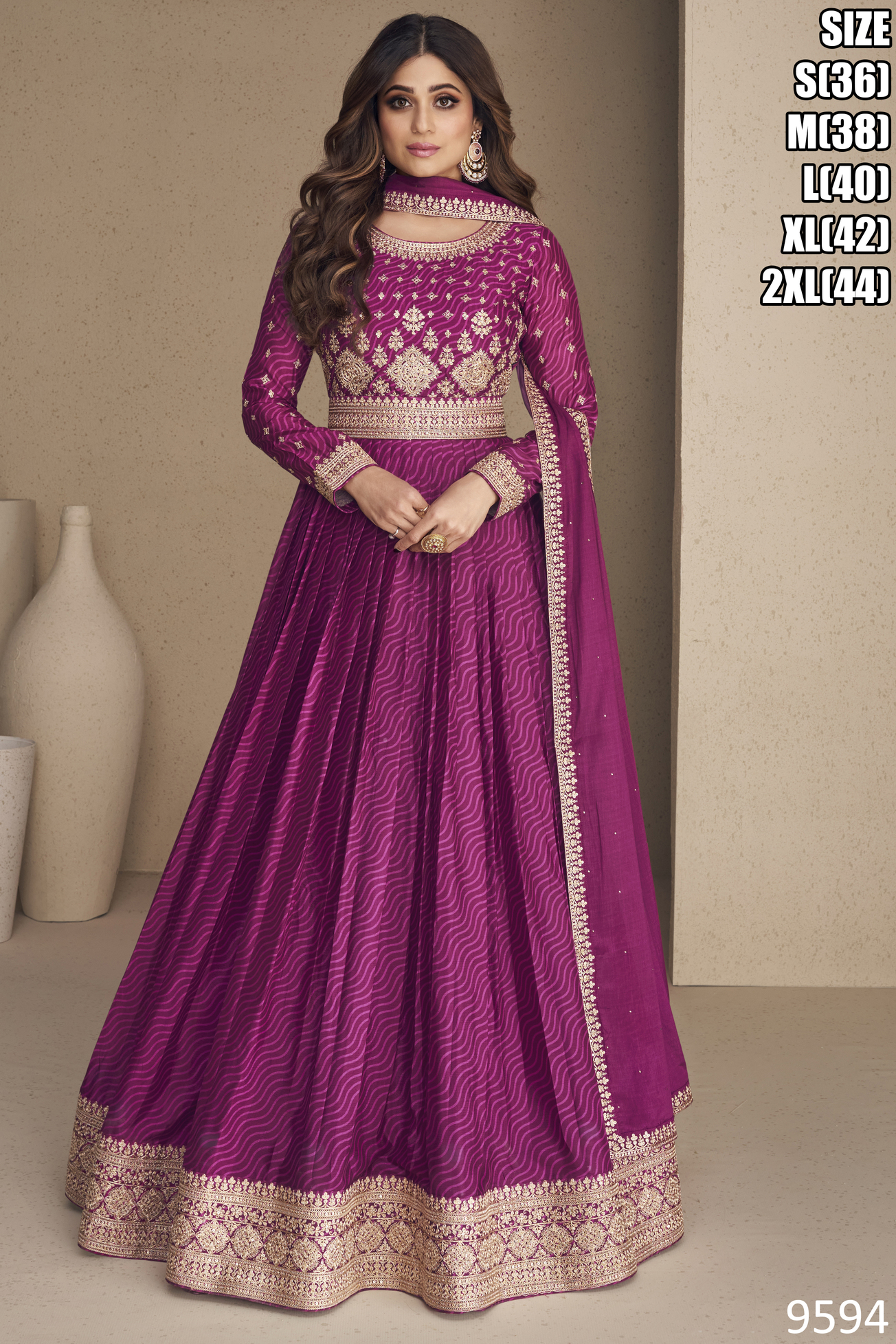 Chinon Silk Readymade Gown with Dupatta Embrace Timeless Glamour