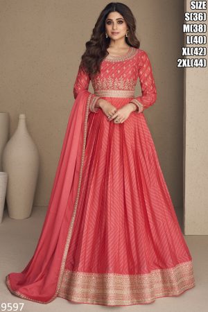 Chinon Silk Readymade Gown with Dupatta Embrace Timeless Glamour