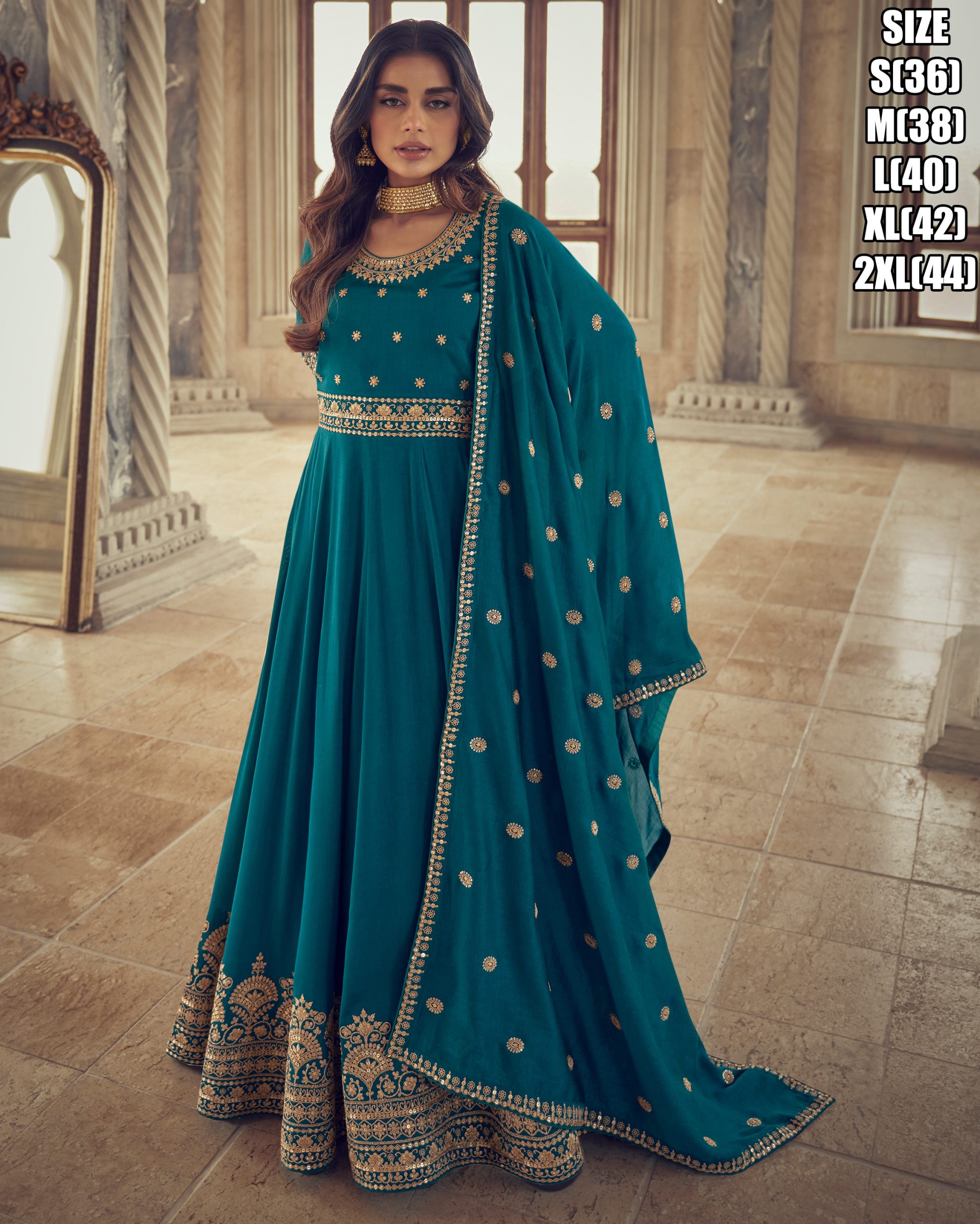 Aashirwad Present Noorjaha Ready To Wear Premium Silk Gown With Dupatta