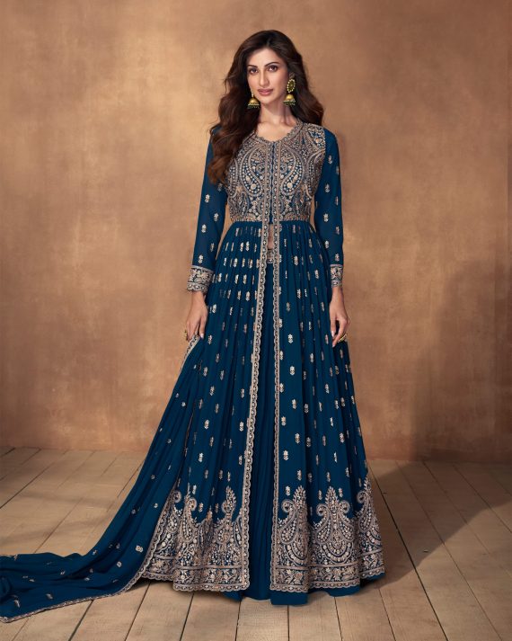 Elegance Personified Indulge In Luxurious Real Georgette Ensemble With Exquisite Embroidery Elevate Your Wardrobe With Effortless Style In This Ready Made Masterpiece