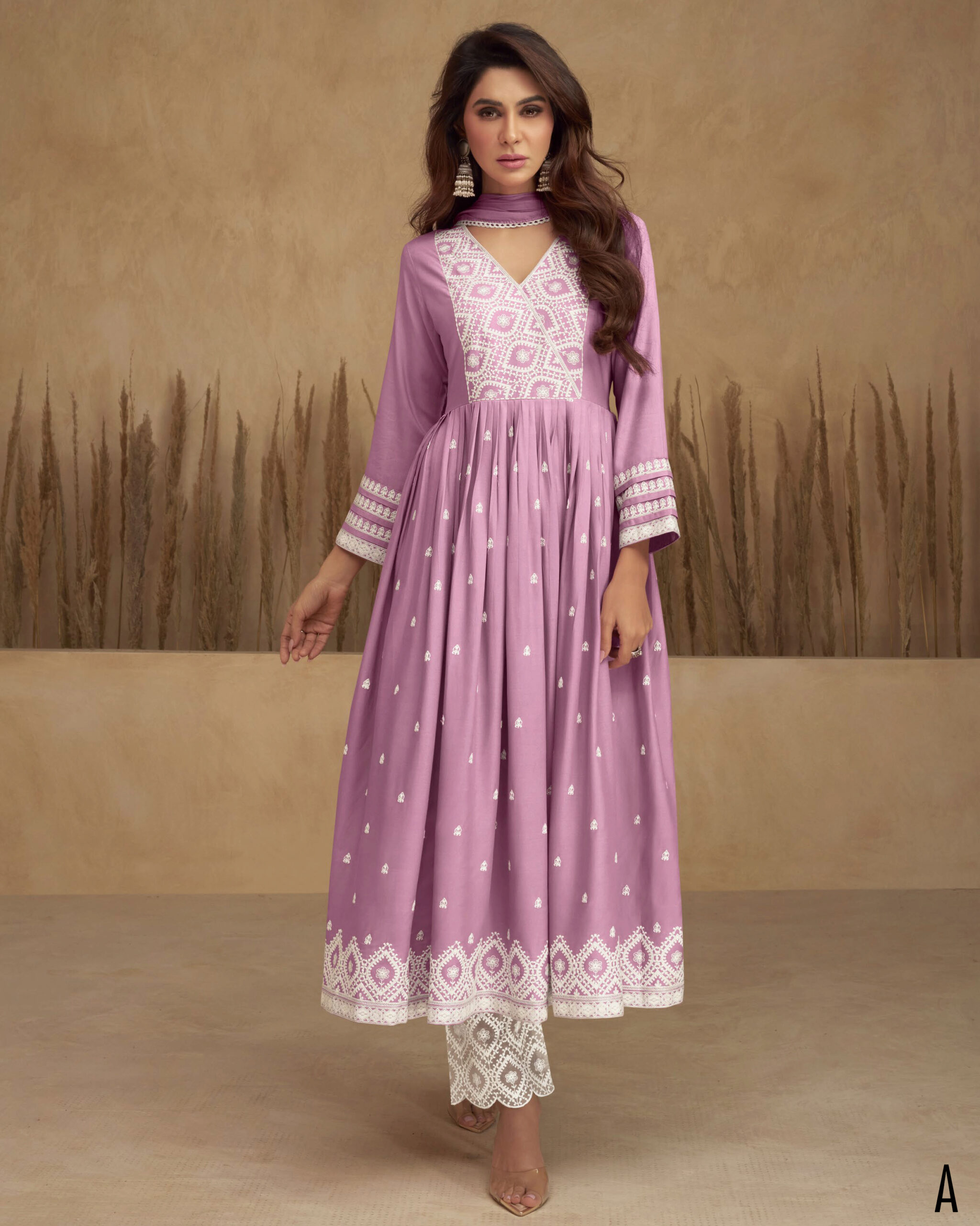 Vamika Present Aadhira Vol 5 Heavy Rayon White Thread Work Stitched Kurti Set