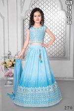 Kid's Wear Georgette Embroidery Stitched Lehenga Choli