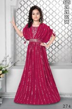 Kid's Wear Georgette Embroidery Stitched Gown
