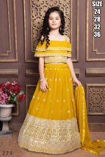 Kid's Wear Georgette Embroidery Stitched Lehenga Choli