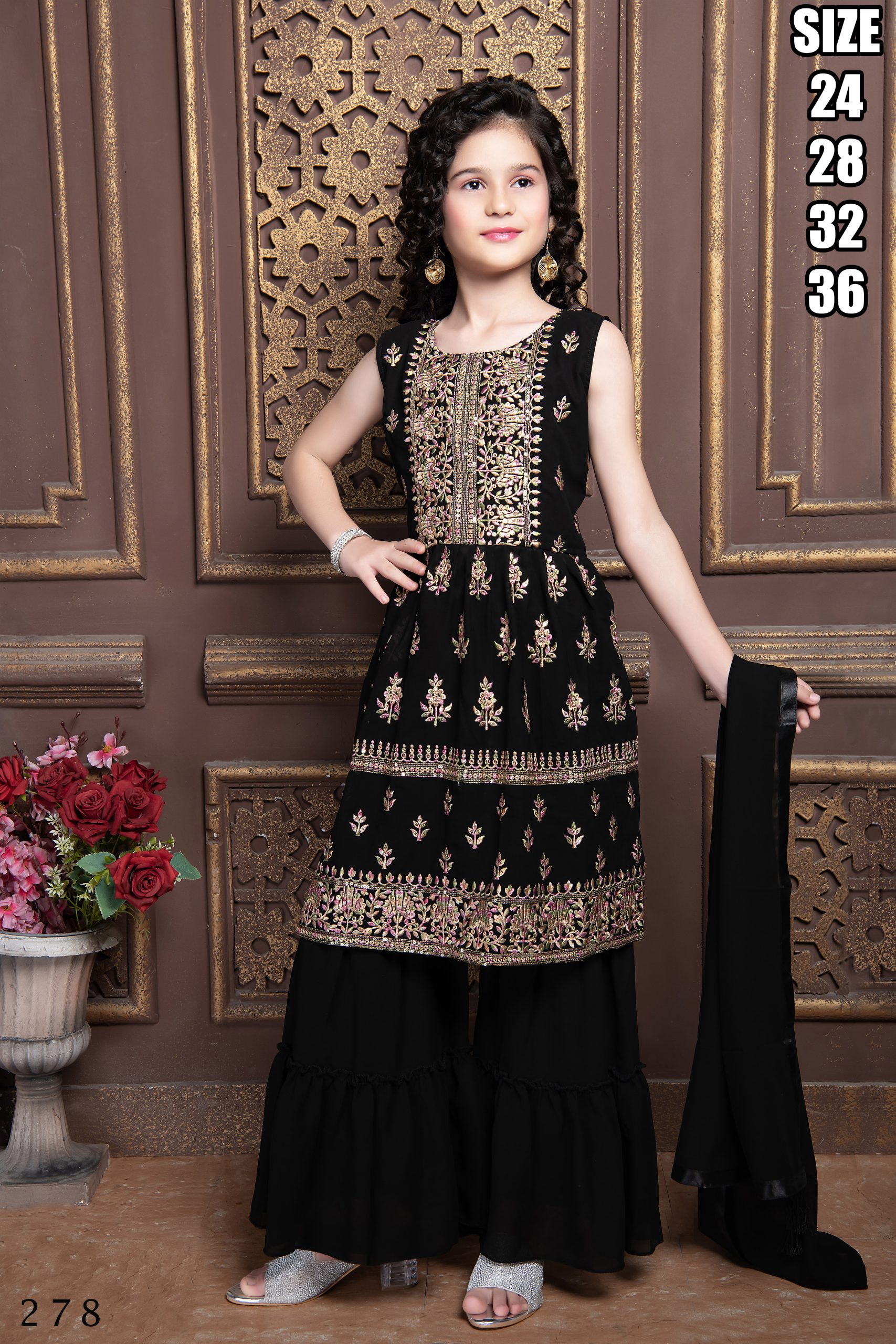 Kid's Wear Georgette Embroidery Stitched Lehenga Choli