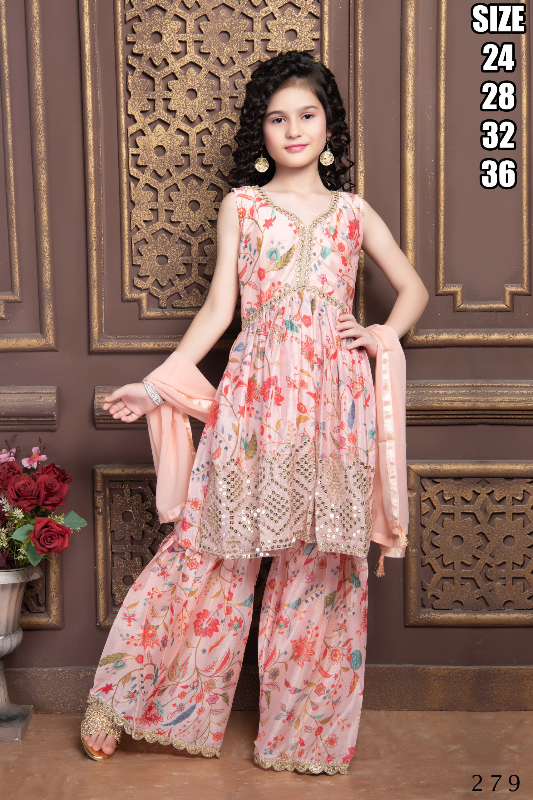 Kid's Wear Georgette Embroidery Stitched Lehenga Choli