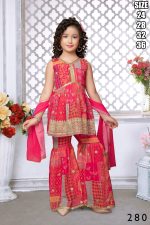 Kid's Wear Georgette Embroidery Stitched Lehenga Choli & Sharara Suit