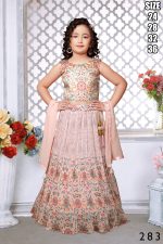 Kid's Wear Georgette Embroidery Stitched Lehenga Choli & Sharara Suit