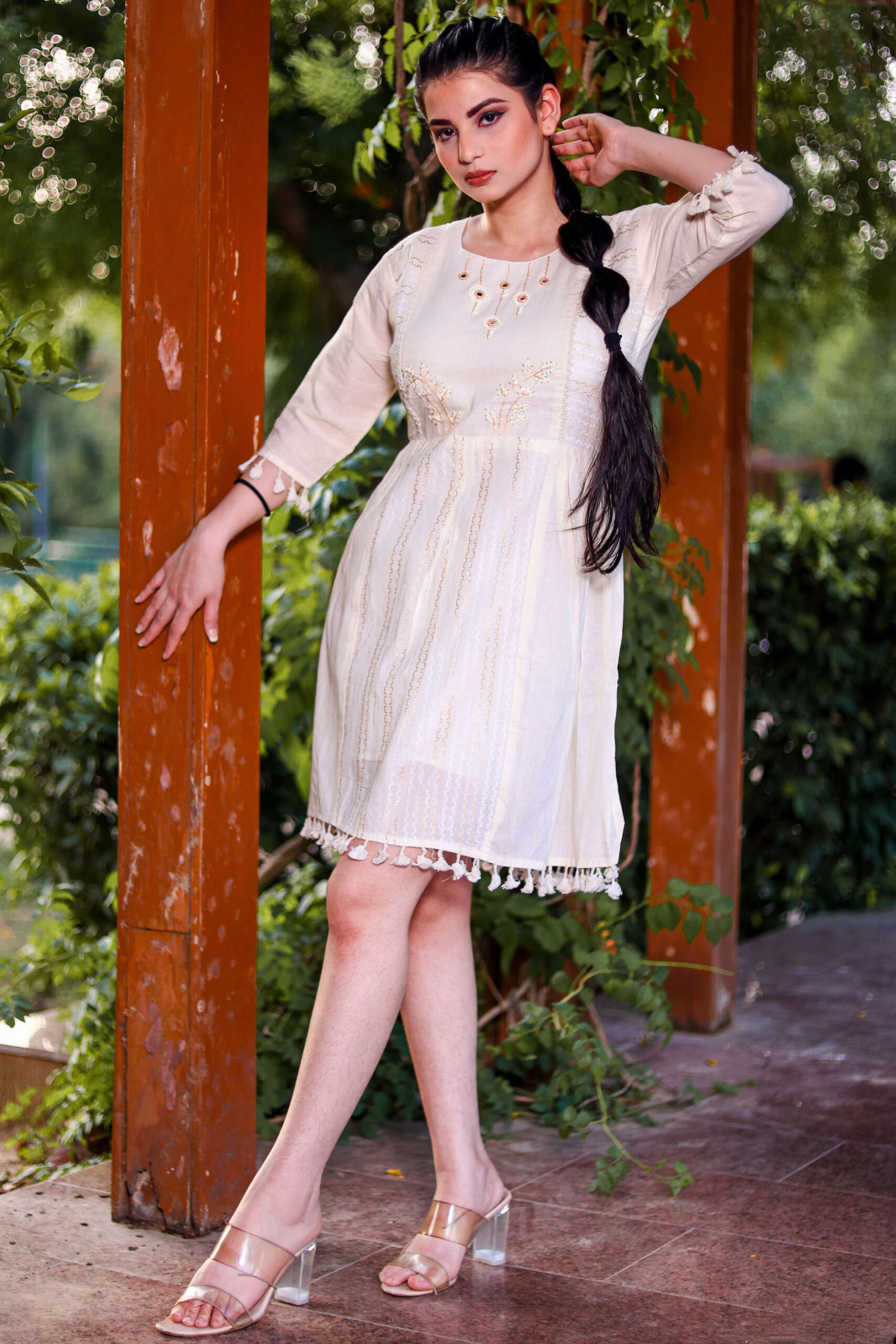 Handcrafted Khadi Cotton Tunic With Multi-Thread Work for a Unique and Stylish Look