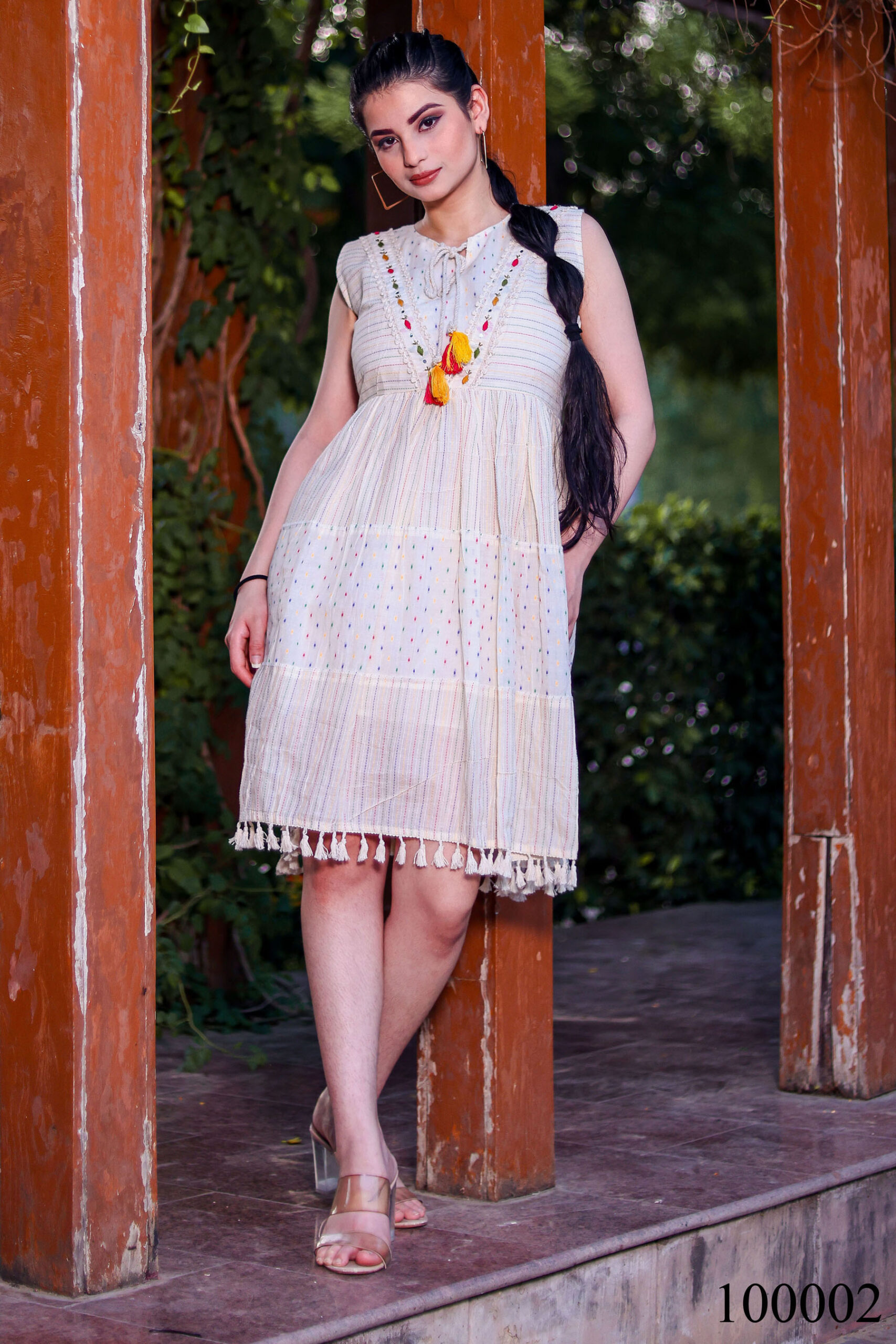 Handcrafted Khadi Cotton Tunic With Multi-Thread Work for a Unique and Stylish Look