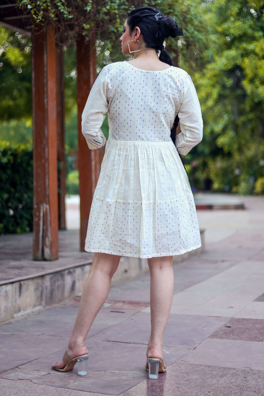 Handcrafted Khadi Cotton Tunic With Multi-Thread Work for a Unique and Stylish Look