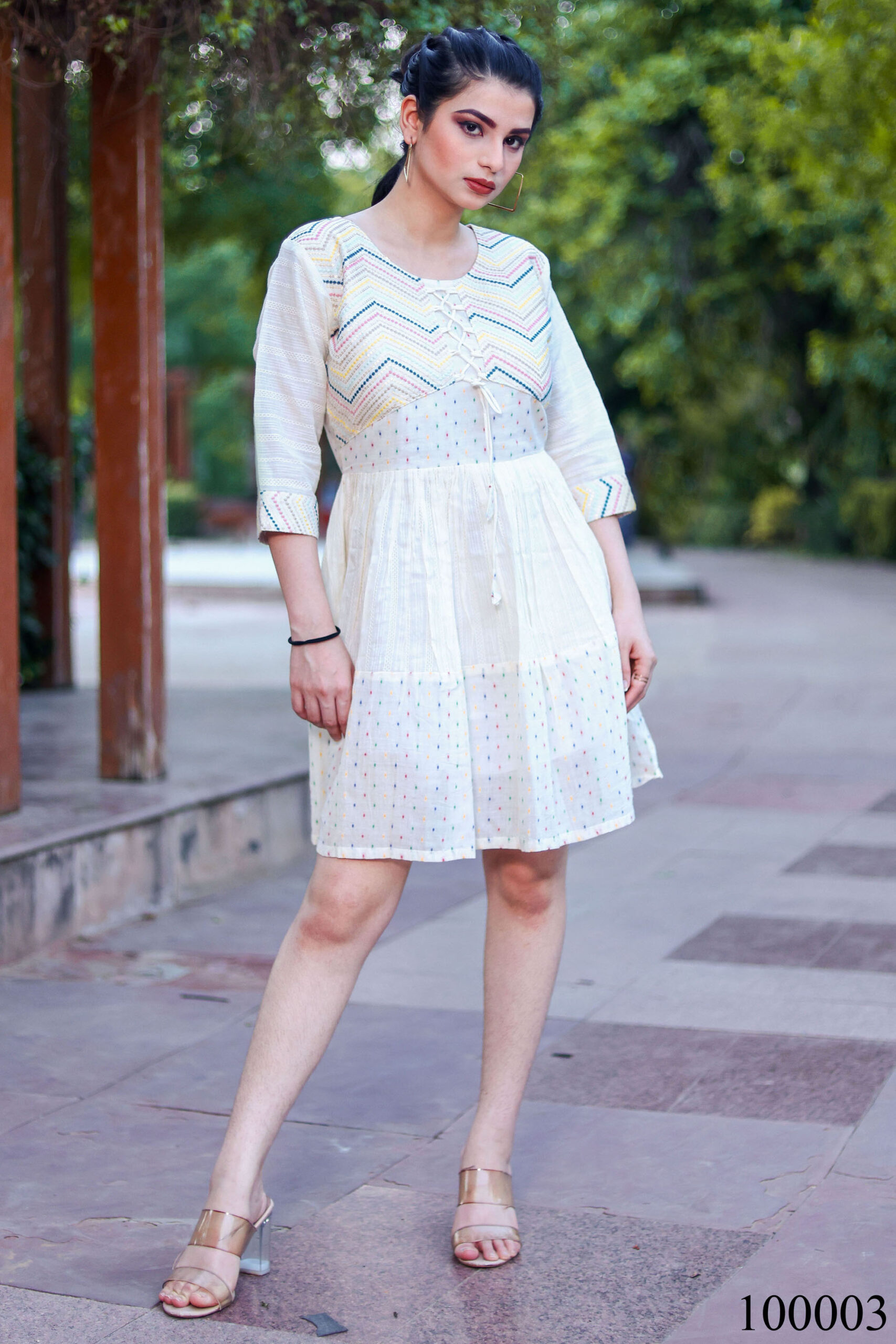 Handcrafted Khadi Cotton Tunic With Multi-Thread Work for a Unique and Stylish Look