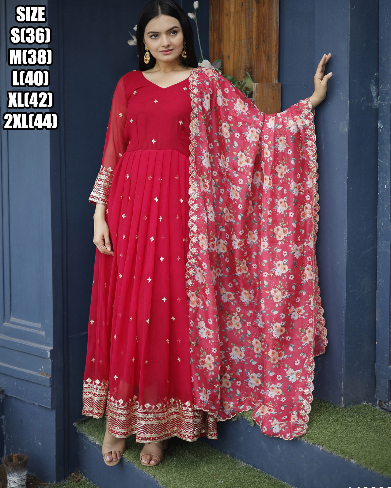 Elevate Your Glamour with Our Faux Georgette Designer Gown with Dupatta