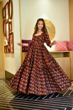 Cotton Silk Readymade Gown In Multi Colour