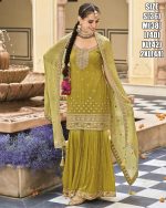 Women's Stitched Heavy Chinon Embrodiery Partywear Sharara Suit