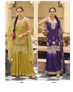 Women's Stitched Heavy Chinon Embrodiery Partywear Sharara Suit