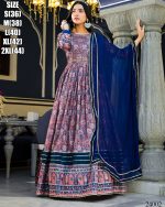 Women's Ready To Wear Dola Silk Digital Printed Long Gown With Dupatta
