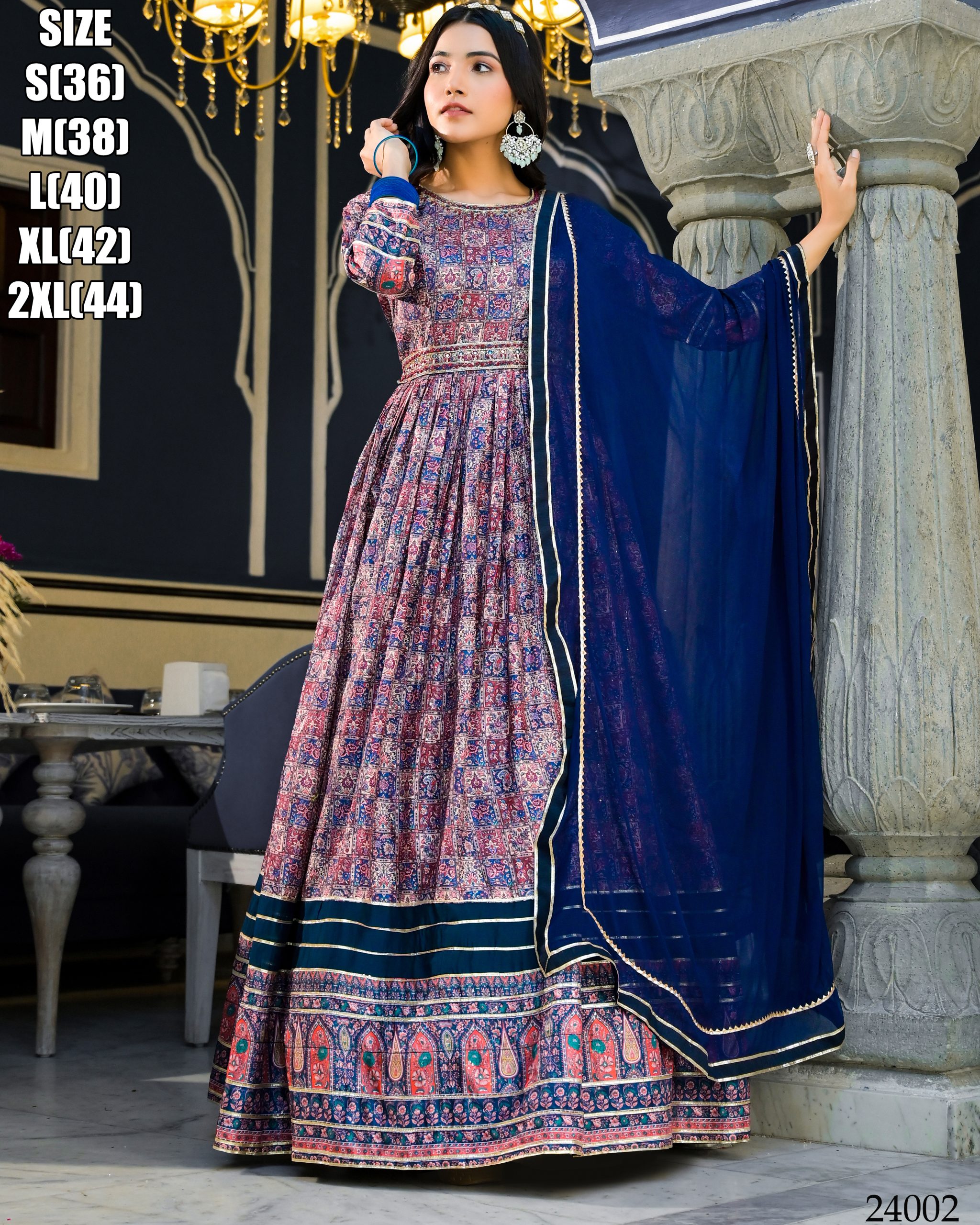 Women's Ready To Wear Dola Silk Digital Printed Long Gown With Dupatta