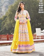 Women's Ready To Wear Dola Silk Digital Printed Long Gown With Dupatta