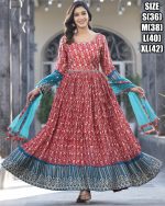 Embrace Opulence In Our Stitched Designer Long Gown With Dupatta