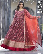 Embrace Opulence In Our Stitched Designer Long Gown With Dupatta