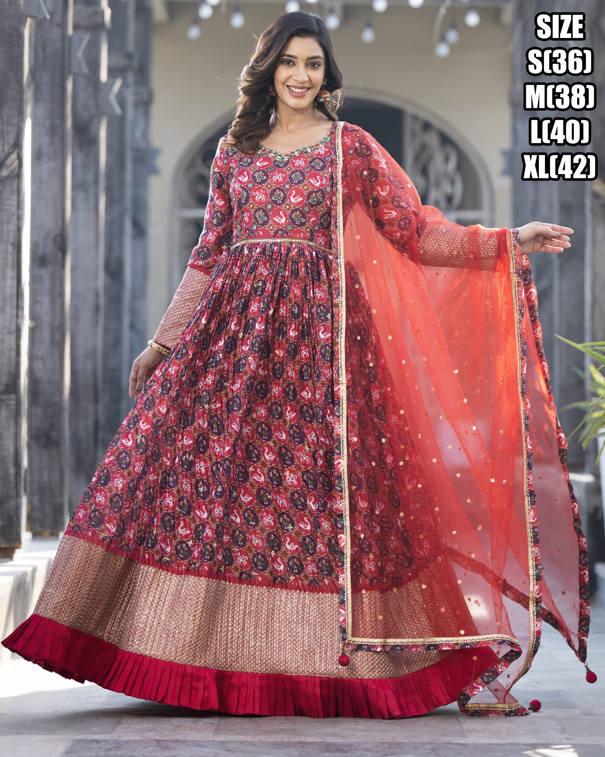 Embrace Opulence In Our Stitched Designer Long Gown With Dupatta