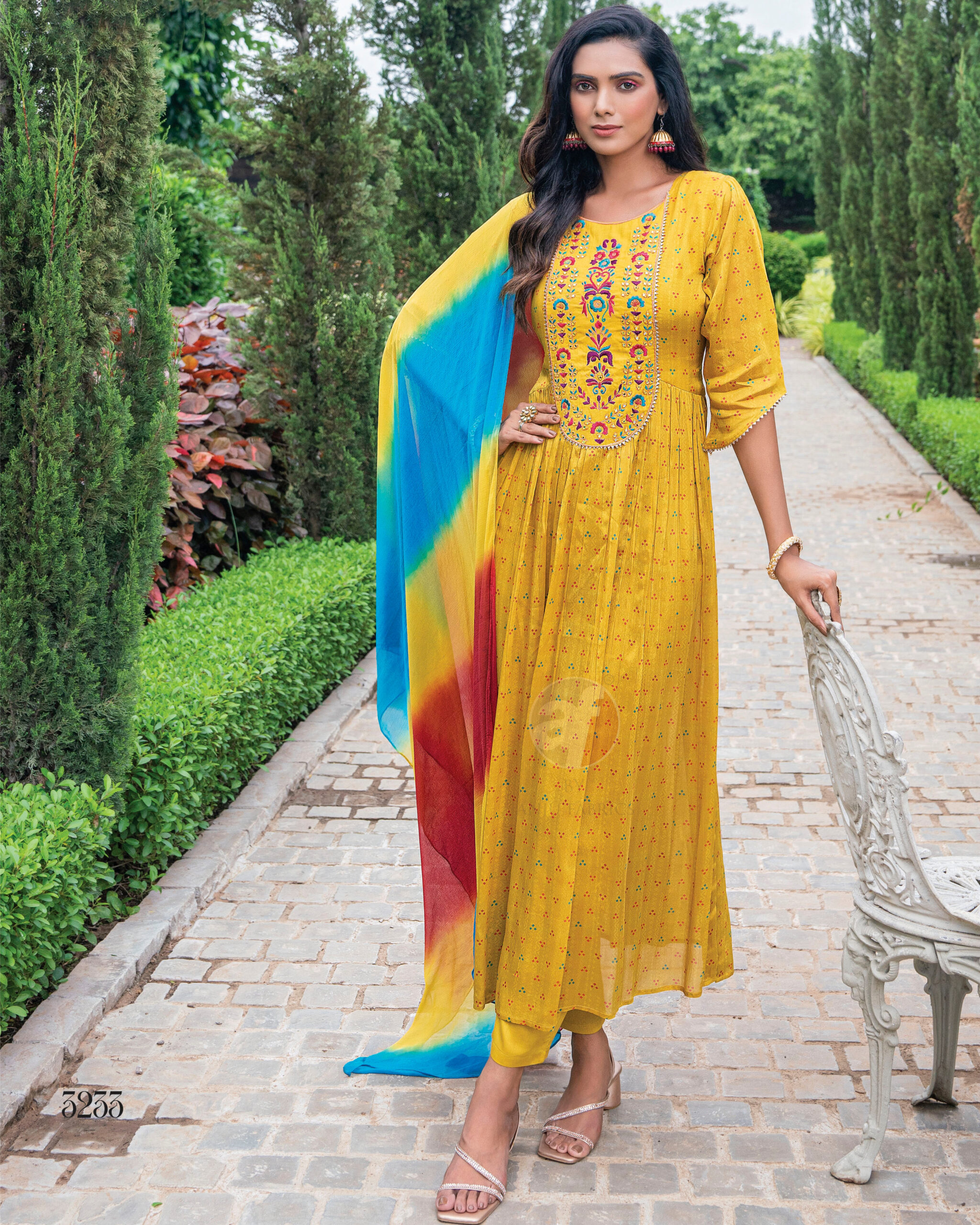 Anju Fabric Present Bandhan Vol 3 Pure Chinon Partywear Kurti,Pent,Dupatta Catalog