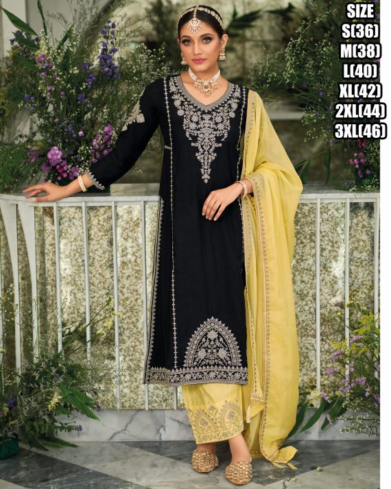 Embrace Extravagance With Our Stitched Heavy Silk Ensemble Featuring Exquisite Embroidery Elevate Your Party Look With Afghani Salwar And Heavy Organza Dupatta