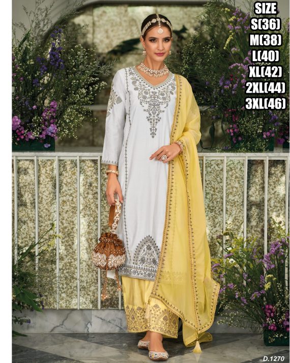 Embrace Extravagance With Our Stitched Heavy Silk Ensemble Featuring Exquisite Embroidery Elevate Your Party Look With Afghani Salwar And Heavy Organza Dupatta
