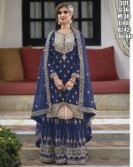 Exquisite Stitched Embroidered Silk Salwar Suit with Net Dupatta