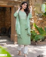 Elevate Your Style Fancy Dobby Jacquard Kurti, Pure Silk Bottom, And Nazneen Sibori Dupatta