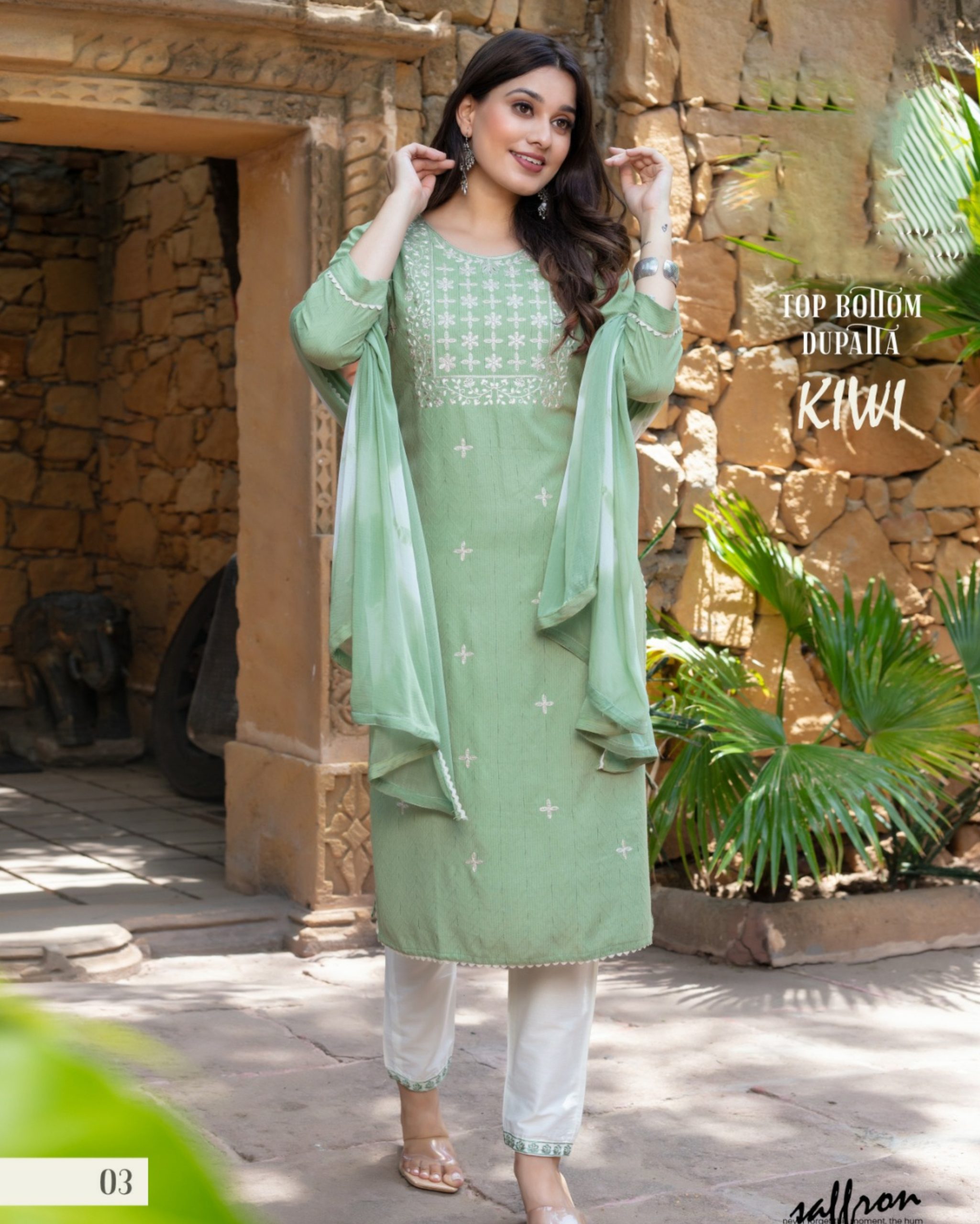 Elevate Your Style Fancy Dobby Jacquard Kurti, Pure Silk Bottom, And Nazneen Sibori Dupatta