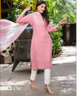 Elevate Your Style Fancy Dobby Jacquard Kurti, Pure Silk Bottom, And Nazneen Sibori Dupatta