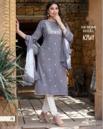 Elevate Your Style Fancy Dobby Jacquard Kurti, Pure Silk Bottom, And Nazneen Sibori Dupatta