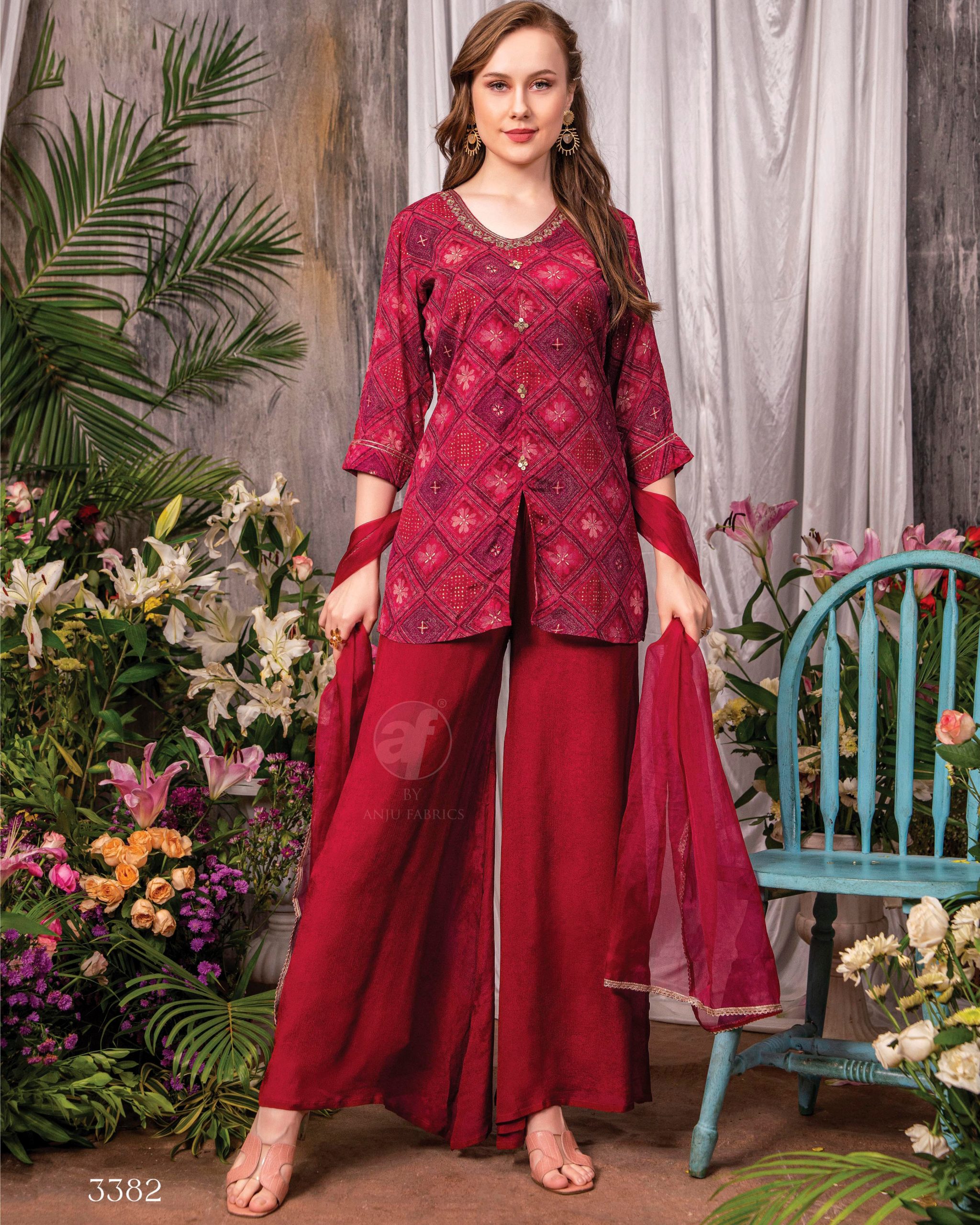 Anju Fabrics Present New Catalog Ehsaas Readymade Kurti Plazzo With Dupatta