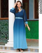 Party Wear Georgette Crush Stitched Gown With Belt