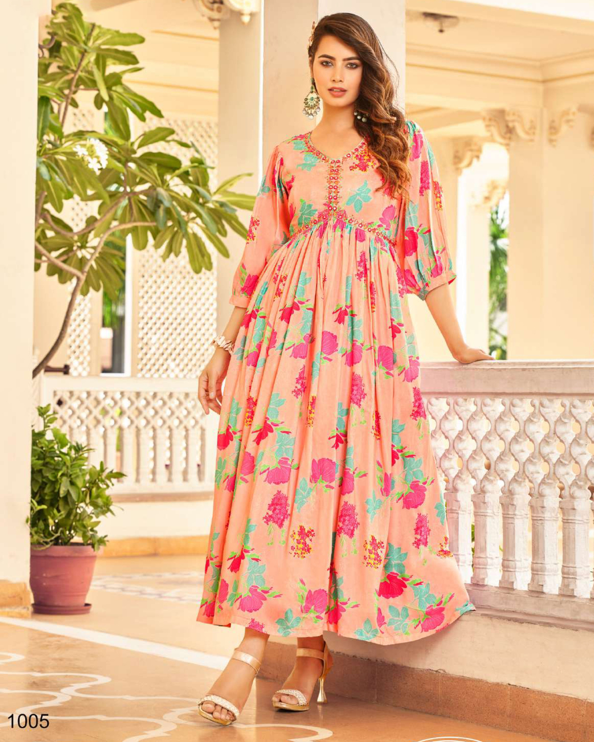 Designer Digital flower Print Muslin Kurti Aliya Cut Anarkali Kurti Collection