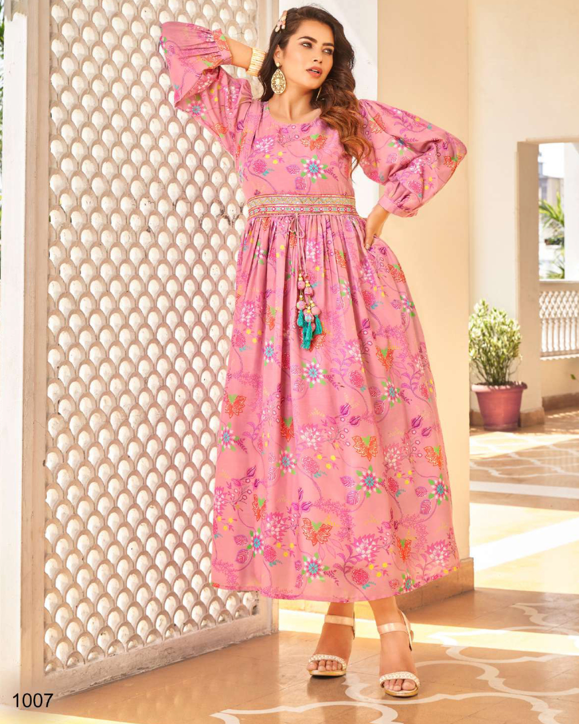 Designer Digital flower Print Muslin Kurti Aliya Cut Anarkali Kurti Collection