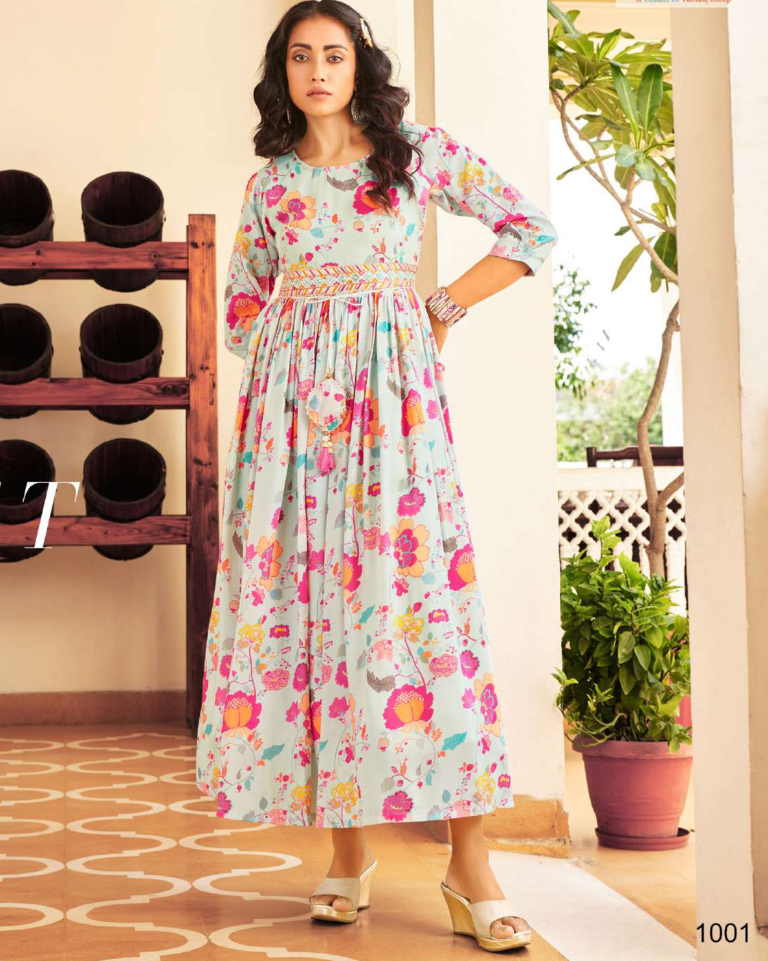 Designer Digital flower Print Muslin Kurti Aliya Cut Anarkali Kurti Collection